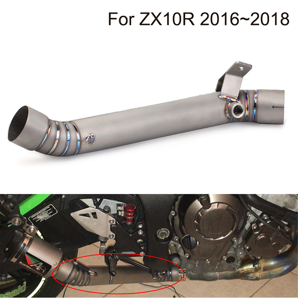 2016-2018 Kawasaki ZX10R Decat Pipe 51mm Titanium Motorcycle Exhaust Middle Pipe